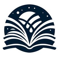 An open book with stars and moon on it with a background. vector