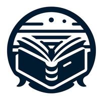 An open book with a book cover and a globe vector