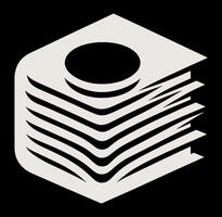 A stack of books with a circle on top vector