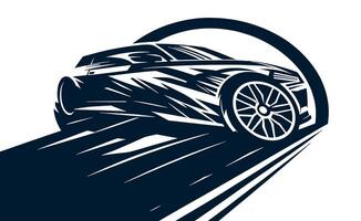 A car is driving through a tunnel on a white background vector