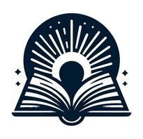 An open book with rays of light coming out of it with a background. vector