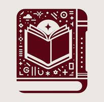 An open book with a star on it with a gray bavkground. vector