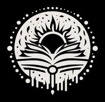An open book with a sun and moon on it vector