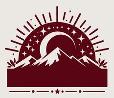 A logo for a mountain range with a moon and stars vector