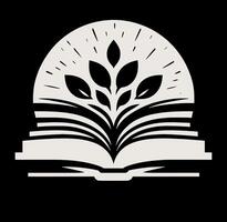 An open book with a leaf on it vector