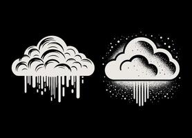 Two different types of clouds are shown on a black background vector