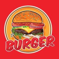 Logo hamburger with red background vector