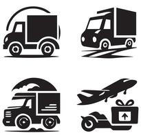 Different 4 Simple Car Icons Silhouette on a White Background vector