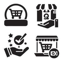 Online Different type Shopping Icons 4 Silhouette on a White Background vector