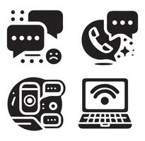 Silhouette of Different type Digital Communication Tools Chat Bubbles on a White Background vector