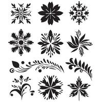 Elegant Flower Pattern Silhouettes on a White Background vector