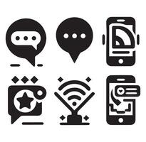 Digital Communication Tools Silhouette on a White Background vector