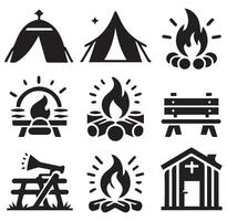 Different Tent Silhouette on a White Background vector
