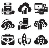 Different type Modern Cloud Storage Icons Silhouette on a White Background vector