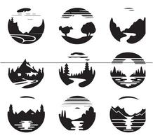 Collection of Beach Elements in Silhouette Style vector