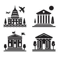 Silhouettes of Building and Architecture Different 4 Silhouette on a White Background vector