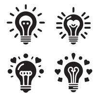 Creative Light Bulb Silhouettes in Different Styles on a White Background vector