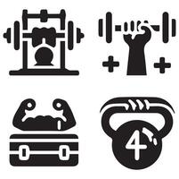 unique Gym and Exercise Icons Different 4 Silhouette on a White Background vector
