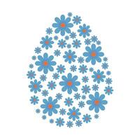 Happy Easter Pattern. Patterned eggs with Cute Blue Flowers. Colorful minimalist design. Abstract Element for Easter. Illustration. vector