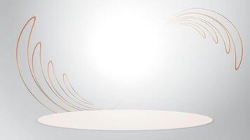 Abstract white and gray color, modern design stripes background with curve lines, circle shape, minimal podium on gray background illustration. vector