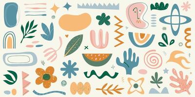 A large set of various hand drawn doodle shapes and objects. Abstract contemporary modern trendy illustration images. All elements are isolated. vector