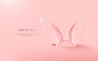 Abstract Bunny Ears Peeking Out of a Hole on Pink Background vector