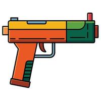 A gun with a red, green and yellow color scheme vector