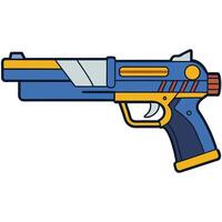 A blue and yellow gun with a blue handle vector