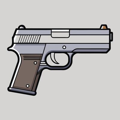 A gun on a gray background with a white background