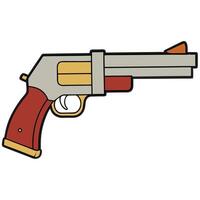 A revolver with a red handle and a white background vector