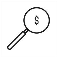 Magnifier with dolar icon, search dollar icon for web site Computer and mobile app vector