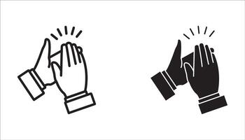 Clapping hands sign icon set. Congratulation clap icon. Applause handclap emoji sign. Appreciate sign in black filled and outlined style. vector