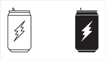 energy drink can icon set. aluminum soda can line art icon for apps and websites on white background vector