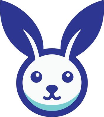 a blue bunny head with a blue background