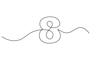 Modern number 8 continuous line art vector
