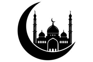 Abstract continuous mosque icon silhouette for modern artwork vector