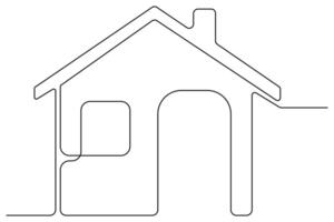 Simple continuous house one line drawing with modern design vector