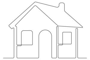 Continuous one line house sketch for modern home illustration vector