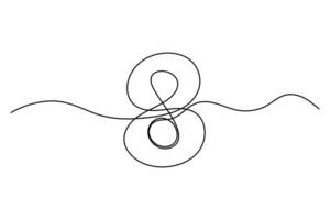 Artistic number 8 continuous sketch vector