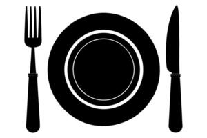 Minimalist continuous knife and fork silhouette for culinary artwork vector