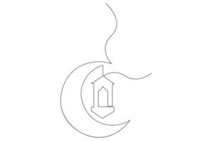 Minimalist Islamic calligraphy and icon in continuous line vector