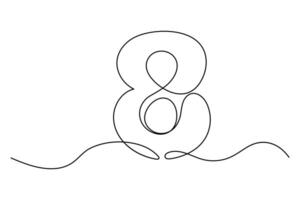 A minimalist, number 8 design continuous line drawing of the symbol vector