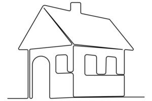 Abstract house one line drawing in minimalist architecture style vector