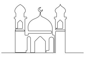 Abstract continuous line mosque drawing for spiritual home decor vector