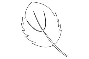 Continuous leaf one line drawing for minimalist design vector