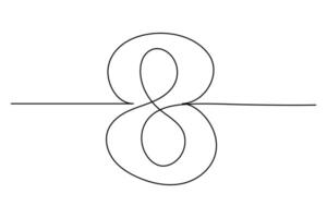 Elegant number 8 one line sketch vector