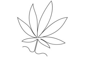 Abstract continuous line art of a leaf for wall decor vector
