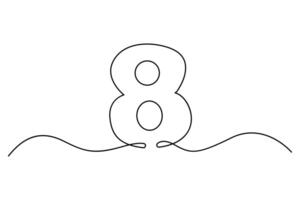 Number 8 Continuous Line Art of an Eight Symbol vector