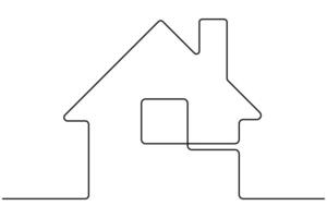 Hand-drawn house one line art with elegant continuous style vector