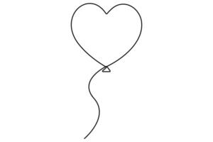 A simple, elegant one-line drawing of a heart-shaped balloon against a white background. vector